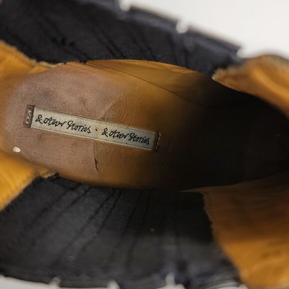 & other stories  Black Leather 4 Inch Block Heeled Ankle boots ladies si… - Picture 5 of 10